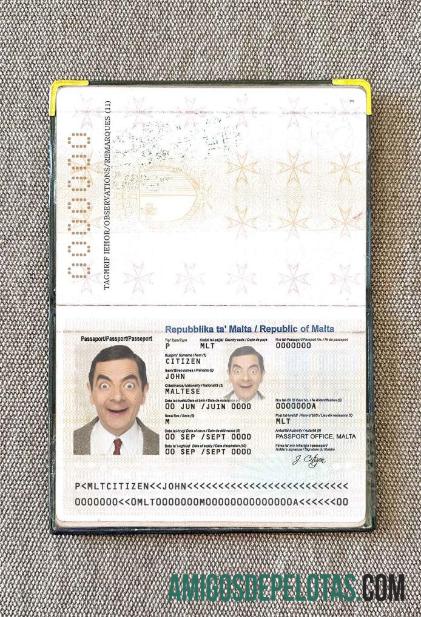 Foto do passaporte de Malta exemplo real